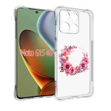 Husa antisoc pentru motorola moto g15, airbag, pink wreath 1, clear