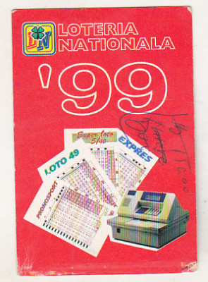 bnk cld Calendar de buzunar - 1999 - Loteria Nationala foto