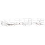 Cumpara ieftin Set canapea de gradina, 10 piese, alb, lemn masiv de pin