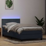 vidaXL Pat cu arcuri cu saltea și LED, gri &icirc;nchis, 90x220 cm, catifea 3316816
