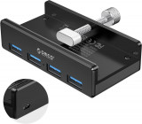 ORICO USB 3.0 Hub Clemă adaptor, aluminiu 4 porturi USB Splitter cu putere extra, Oem