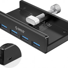 ORICO USB 3.0 Hub Clemă adaptor, aluminiu 4 porturi USB Splitter cu putere extra