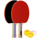 Set 2 palete de ping pong, cu 3 mingi, 25x15cm, negru cu rosu Household NewTrend