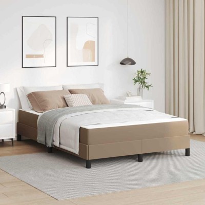 vidaXL Pat cu saltea Cappuccino 140 x 190 cm Piele artificială 3398632 foto