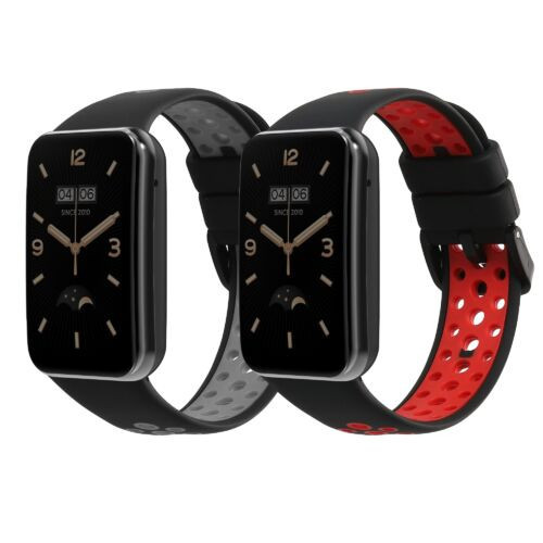 Set 2 curele kwmobile pentru Xiaomi Mi Band 7 Pro, Silicon, Gri/Rosu, 59603.01