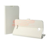 Husa Flip Cover Magnetica Sony Xperia E5, Piele Ecologica, Alba, Stand