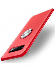 Husa Samsung S10, rosie, ultraslim, inel rotativ 360 grade, stand foto