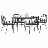 Gossi set de sufragerie de gradina 5 piese neagra sticla poly rattan