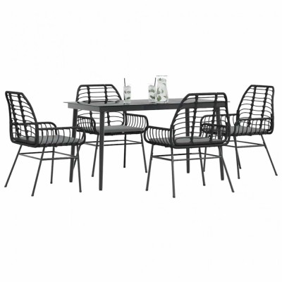 Gossi set de sufragerie de gradina 5 piese neagra sticla poly rattan foto