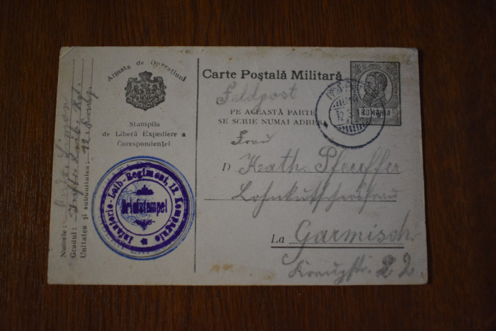 carte postala militara stampila Infanterie-Leib-Regiment, 12. Kompagnie