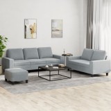 VidaXL Set de canapele, 3 piese, gri deschis, textil