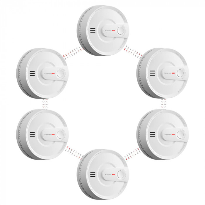 Set de 6 Alarma de fum X-Sense conectată baterie de 10 ani