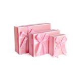 Cutii Cadou Cu Capac Pentru Cadouri, Set De 3 Cutii De Ambalat Cadouri Roz Cu Panglică