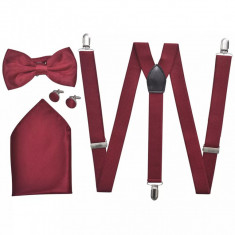 Set accesorii costum seara/ frac barba?i bretele &amp;amp; papion burgundy foto