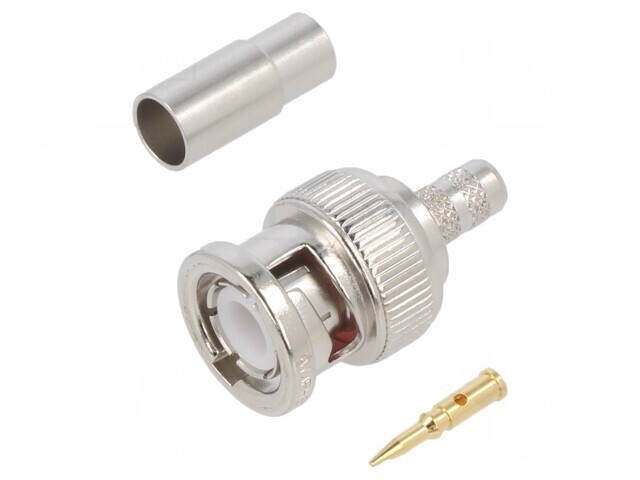 Mufă BNC Tată Drept 50&Omega; Crimpat PTFE Aurit