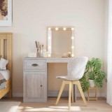vidaXL Masă de toaletă cu LED-uri, gri sonoma, 90x42x132,5 cm