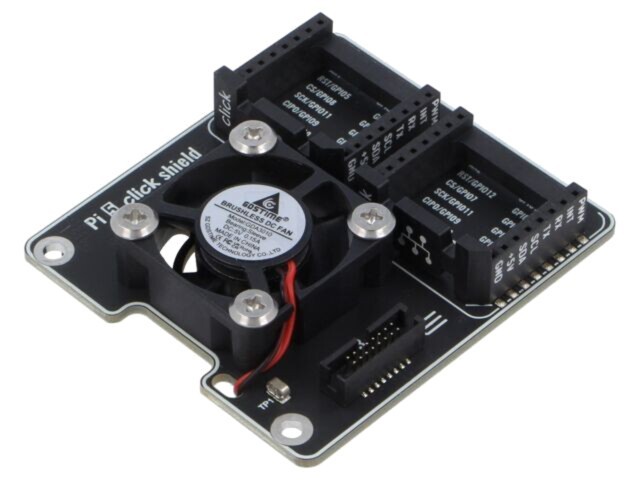 Multiadaptor MIKROE pentru Raspberry Pi 5 cu interfețe analogică, GPIO, I2C, PWM, SPI, UART