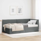 Cumpara ieftin Cadru de pat coltar cu saltea 2 buc. Gri inchis 90 x 200 cm