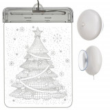 Ornament Craciun LED, vitraliu brad 3D pentru fereastra, 6 LED-uri alb cald, 17x11,5x1,5 cm, MT Malatec