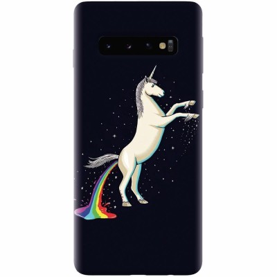 Husa silicon pentru Samsung Galaxy S10 Plus, Unicorn Shitting Rainbows foto