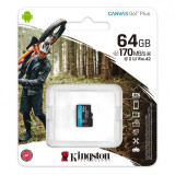 CARD SD KINGSTON, 64 GB, MicroSDXC, clasa 10, standard UHS-I U3, &quot;SDCG3/64GBSP&quot;