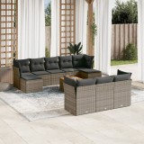 Gossi set canapele de gradina cu perne, 11 piese, gri, poliratan