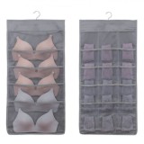 Organizator Lenjerie Intimă, Model Cu Umeraș, Compartimente Sutiene și Lenjerie, Poliester, Gri, 40x80cm, Oem