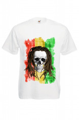 TRICOU FUNNY CRANIU RASTA DREAD, tricou mesaj jamaican skull foto