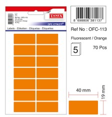 Etichete Autoadezive Color, 19 X 40 Mm, 70 Buc/set, Tanex - Orange Fluorescent foto