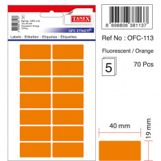 Etichete Autoadezive Color, 19 X 40 Mm, 70 Buc/set, Tanex - Orange Fluorescent