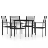 Set de servit masa pentru gradina, 5 piese, negru