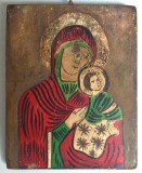 "Maica Domnului cu Pruncul" xilogravura Transilvania secolul 19