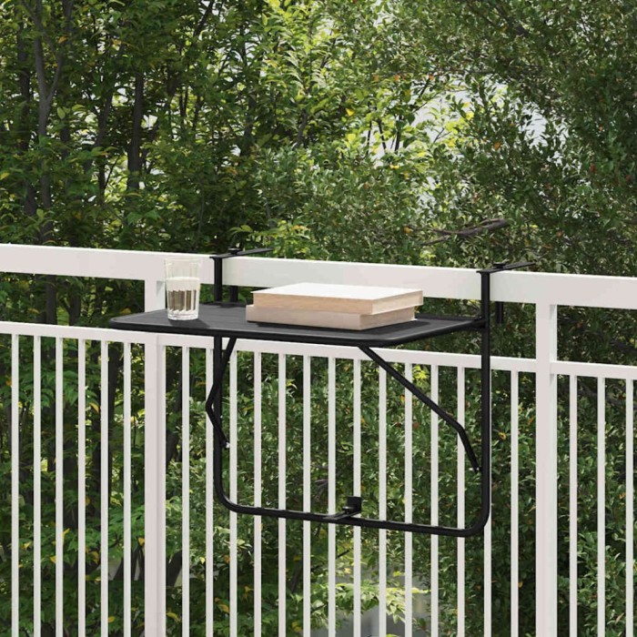 vidaXL Masă Suspendată pentru Balcon Negru 60 x 39 x 65 cm Oțel 42008075