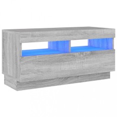 Comoda TV cu lumini LED, gri sonoma, 80x35x40 cm foto