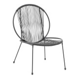 Cumpara ieftin Scaun de gradina Dapper metal negru si piele ecologica PU neagra 64.5x74.5x76 cm