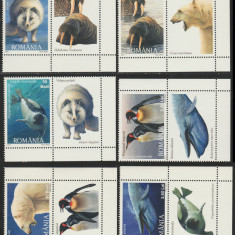 2007 Romania - Fauna polara LP 1791 a, serie cu vignete diferite MNH