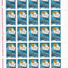 RO 1999 LP 1492 in coala MNH de 25, Ziua marcii postale / 125 de ani UPU