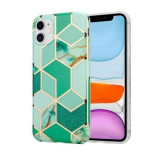 Husa protectie Flippy compatibila cu Huawei P Smart 2021 Soft IMD TPU Marble Geometric Verde