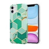 Husa protectie flippy compatibila cu huawei p smart 2021 soft imd tpu marble geometric verde