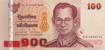 Bancnota Thailanda 100 Baht (2005) - P114 UNC foto
