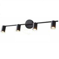 Aplica cu 4 spoturi orientabile, dulie GU10, culoare corp negru, montaj tavan/perete