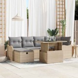 Cumpara ieftin Set de canapele pentru grădină cu pernă 7 pcs Bej Rattan poli