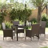 VidaXL Set de masă pentru grădină cu pernă 5 pcs Maro Rattan poli