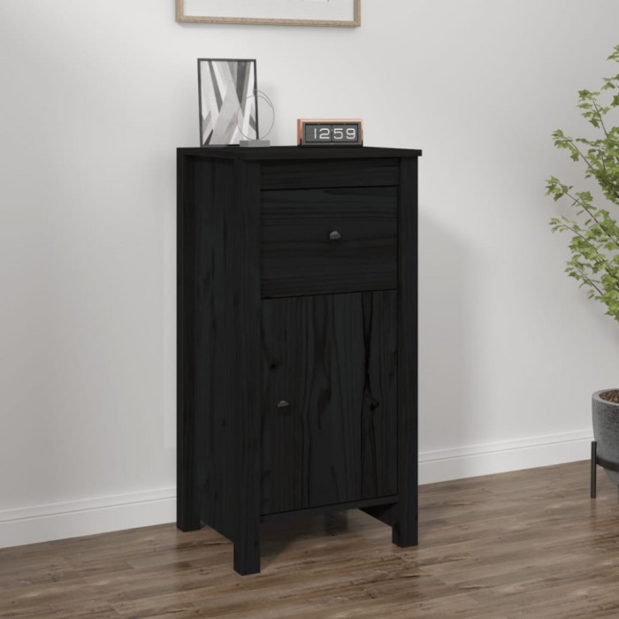 vidaXL Servantă, negru, 40x35x80 cm, lemn masiv de pin 813762