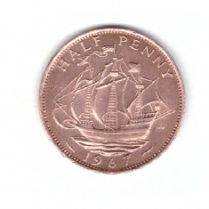Moneda Marea Britanie 1/2 penny 1967, stare foarte buna, curata
