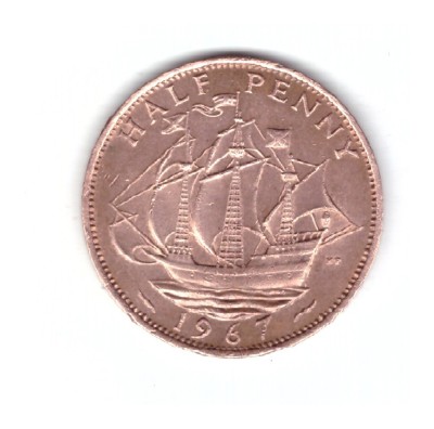 Moneda Marea Britanie 1/2 penny 1967, stare foarte buna, curata foto