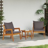 VidaXL Set bistro, 3 piese, cu perne, lemn masiv de acacia