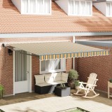 Marchiza retractabilă automată vidaXL verde și galben 400x300 cm