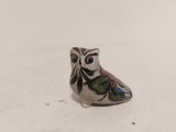 Figurina ceramica portelan miniatura Mexico Folk Art, Tonala Talavera, pasare /bufnita /buha /cucuvea, decorat manual cu motiv floral, vintage anii 70