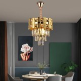 Candelabru Cristal BRAN Petito 3xE14, Diametru 30cm, Auriu Lucios, Inaltime Reglabila, Alessandro DESIGN